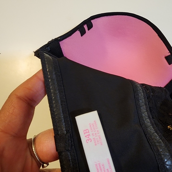 PINK by Victoria's Secret Black Studded Strappless Bra 34B - Picture 4 of 8